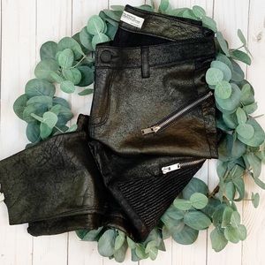 {Zara} Faux Suede Moto Biker Zipper Skinny Pants